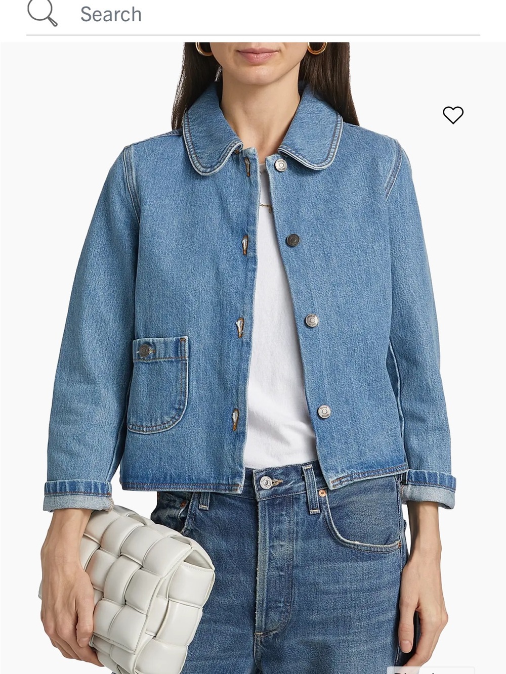 ba&sh Light Blue Denim Jacket with Rounded Collar - Picture 2 of 3